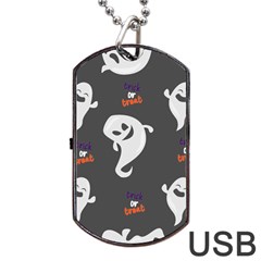 Halloween Ghost Trick Or Treat Seamless Repeat Pattern Dog Tag Usb Flash (one Side) by KentuckyClothing