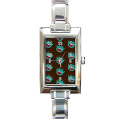 Frankenstein Halloween Seamless Repeat Pattern  Rectangle Italian Charm Watch by KentuckyClothing