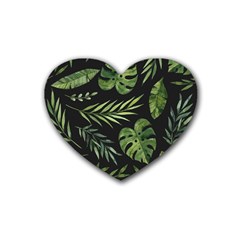 Green Leaves Rubber Coaster (heart)  by goljakoff