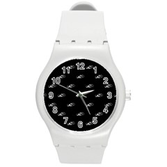 Formula One Black And White Graphic Pattern Round Plastic Sport Watch (m) by dflcprintsclothing