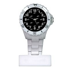 Formula One Black And White Graphic Pattern Plastic Nurses Watch by dflcprintsclothing