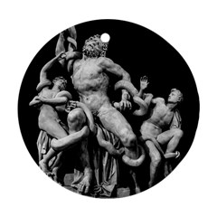 Laocoon Sculpture Over Black Round Ornament (two Sides) by dflcprintsclothing