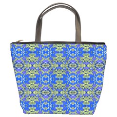 Gold And Blue Fancy Ornate Pattern Bucket Bag by dflcprintsclothing