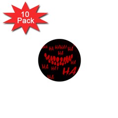 Demonic Laugh, Spooky Red Teeth Monster In Dark, Horror Theme 1  Mini Magnet (10 Pack) 
