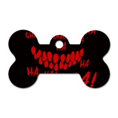 Demonic Laugh, Spooky Red Teeth Monster In Dark, Horror Theme Dog Tag Bone (two Sides)