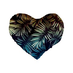 Tropical Leaves Standard 16  Premium Flano Heart Shape Cushions by goljakoff