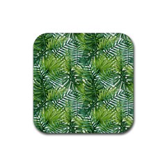 Green Leaves Rubber Coaster (square)  by goljakoff