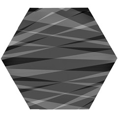 Abstract Geometric Pattern, Silver, Grey And Black Colors Wooden Puzzle Hexagon by Casemiro