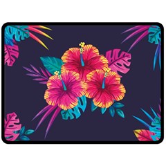 Neon Flowers Fleece Blanket (large)  by goljakoff