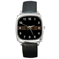 Luxury Ornate Minimal Style Dark Print Square Metal Watch by dflcprintsclothing