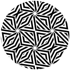 Black And White Abstract Lines, Geometric Pattern Wooden Puzzle Round by Casemiro