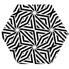 Black And White Abstract Lines, Geometric Pattern Wooden Puzzle Hexagon by Casemiro