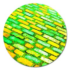 Diagonal Street Cobbles Magnet 5  (round) by essentialimage