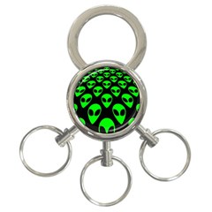 We Are Watching You! Aliens Pattern, Ufo, Faces 3-ring Key Chain by Casemiro