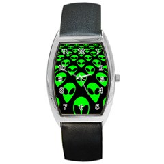 We Are Watching You! Aliens Pattern, Ufo, Faces Barrel Style Metal Watch by Casemiro