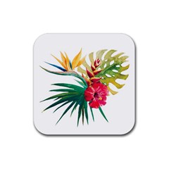 Tropical Flowers Rubber Coaster (square)  by goljakoff