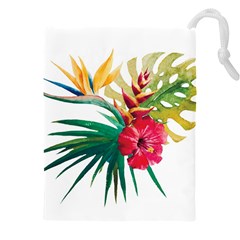 Tropical Flowers Drawstring Pouch (5xl) by goljakoff