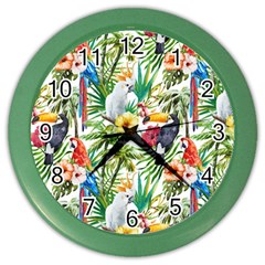 Jungle Birds Color Wall Clock by goljakoff