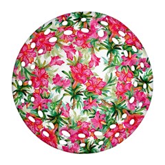 Pink Flowers Round Filigree Ornament (two Sides) by goljakoff