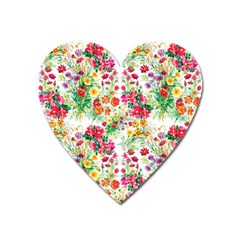 Summer Flowers Pattern Heart Magnet by goljakoff