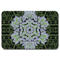 Calm In The Flower Forest Of Tranquility Ornate Mandala Large Doormat  by pepitasart