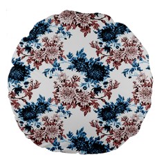 Blue And Rose Flowers Large 18  Premium Round Cushions