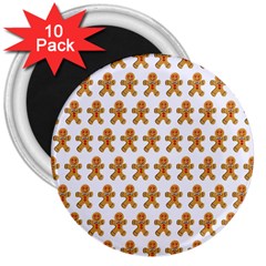 Gingerbread Men 3  Magnets (10 Pack)  by Mariart