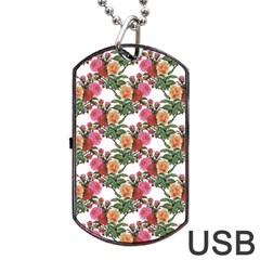 Flowers Pattern Dog Tag Usb Flash (two Sides) by goljakoff