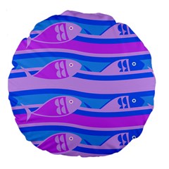 Fish Texture Blue Violet Module Large 18  Premium Flano Round Cushions by HermanTelo