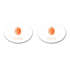 Orange Fruit Watercolor Painted Cufflinks (oval) by Mariart