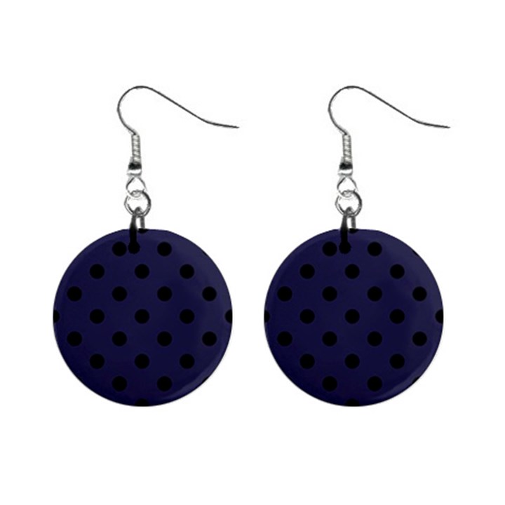 Large Black Polka Dots On Astral Aura - Mini Button Earrings