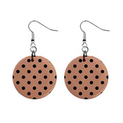 Large Black Polka Dots On Antique Brass Brown - Mini Button Earrings by FashionLane
