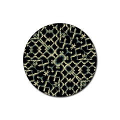 Dark Interlace Motif Mosaic Pattern Rubber Round Coaster (4 Pack)  by dflcprintsclothing