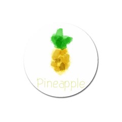 Pineapple Fruit Watercolor Painted Magnet 3  (round)