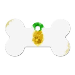 Pineapple Fruit Watercolor Painted Dog Tag Bone (one Side)
