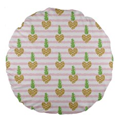 Heart Pineapple Large 18  Premium Flano Round Cushions by designsbymallika