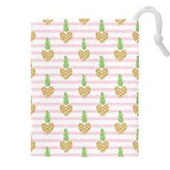 Heart Pineapple Drawstring Pouch (4xl) by designsbymallika