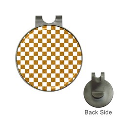 Checkerboard Gold Hat Clips With Golf Markers