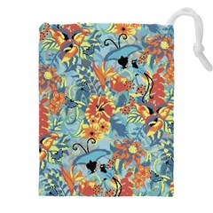 Butterfly And Flowers Drawstring Pouch (4xl) by goljakoff