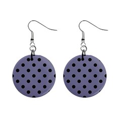 Large Black Polka Dots On Flint Grey - Mini Button Earrings by FashionLane