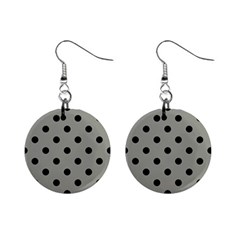 Large Black Polka Dots On Trout Grey - Mini Button Earrings by FashionLane