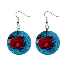 Red Roses In Water Mini Button Earrings by Audy