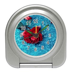 Red Roses In Water Travel Alarm Clock by Audy