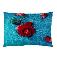 Red Roses In Water Pillow Case by Audy