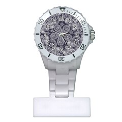 White Flower Mandala Plastic Nurses Watch by goljakoff