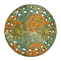 Orange Flowers Ornament (round Filigree) by goljakoff