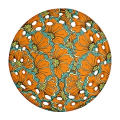 Orange Flowers Round Filigree Ornament (two Sides) by goljakoff