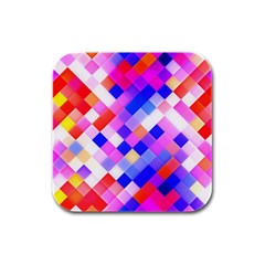 Squares Pattern Geometric Seamless Rubber Square Coaster (4 Pack)  by Dutashop