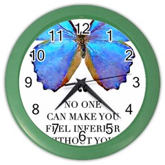 Inferior Quote Butterfly Color Wall Clock by SheGetsCreative