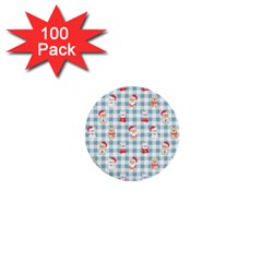 Checks Pattern With Christmas Animals 1  Mini Buttons (100 Pack)  by designsbymallika